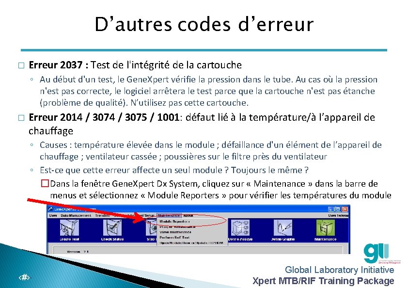 D’autres codes d’erreur � Erreur 2037 : Test de l'intégrité de la cartouche ◦