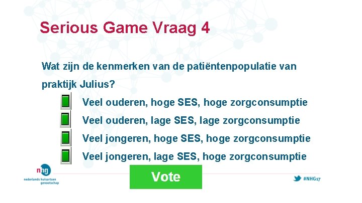 Serious Game Vraag 4 Wat zijn de kenmerken van de patiëntenpopulatie van praktijk Julius?