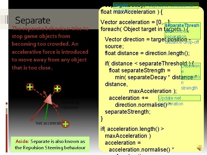 separate. Decay, targets holds all Objects to consider for separation float max. Acceleration ){