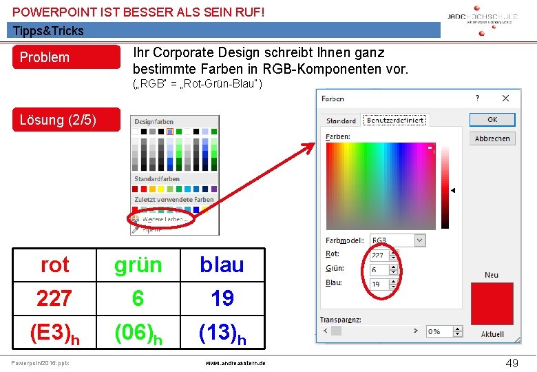 POWERPOINT IST BESSER ALS SEIN RUF! Tipps&Tricks Problem Ihr Corporate Design schreibt Ihnen ganz