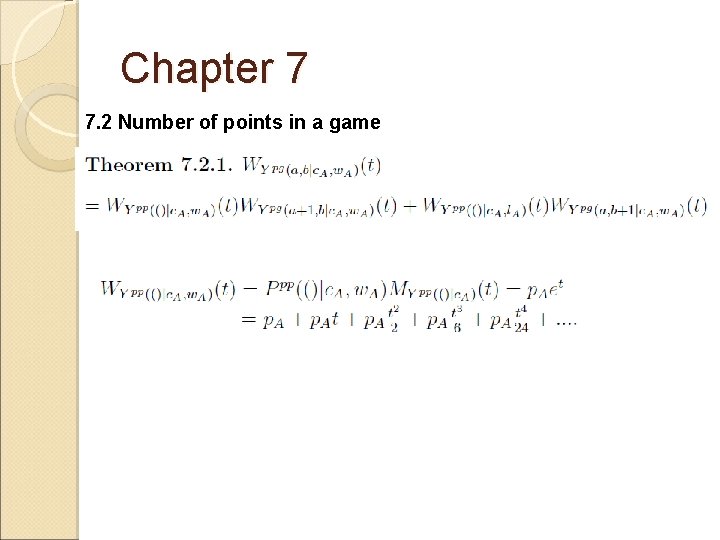 Chapter 7 7. 2 Number of points in a game 