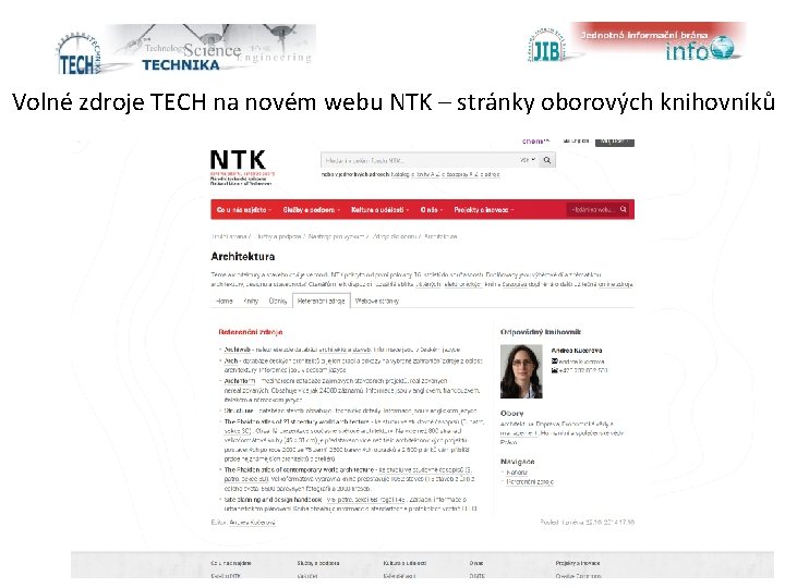 Volné zdroje TECH na novém webu NTK – stránky oborových knihovníků 