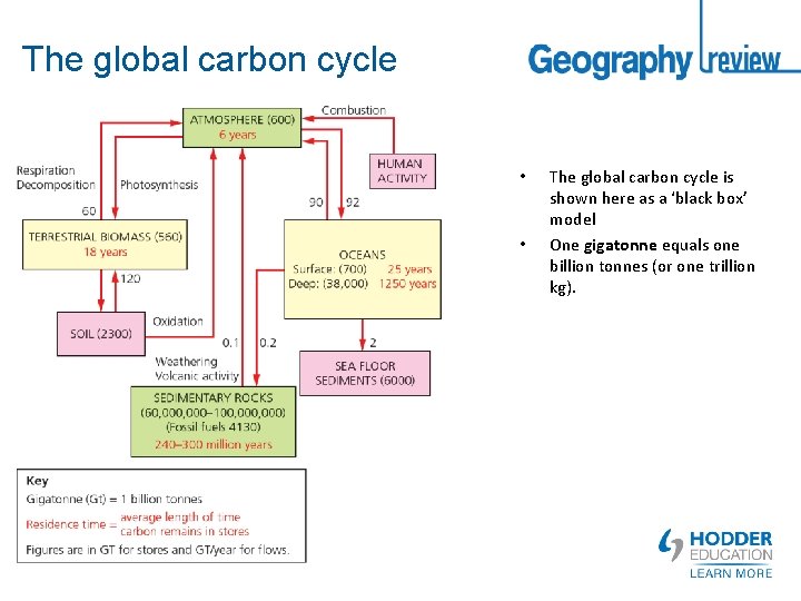 The global carbon cycle • • The global carbon cycle is shown here as