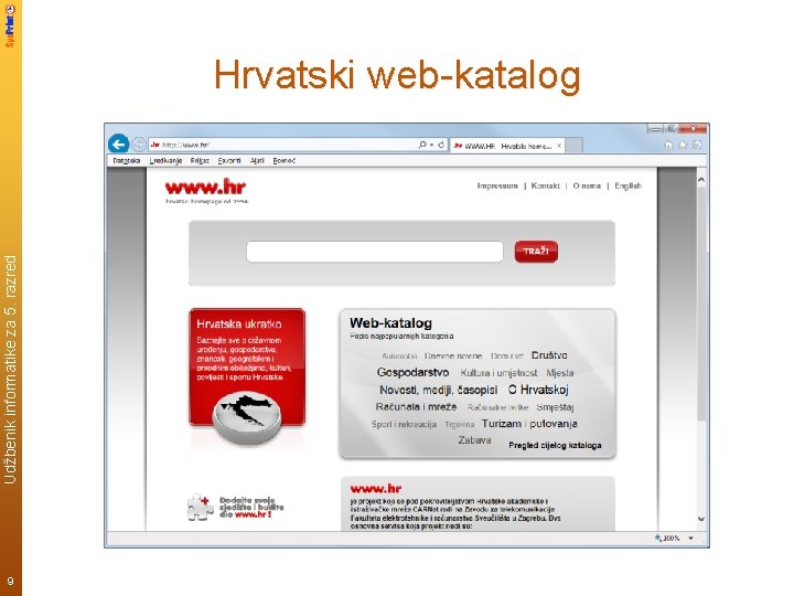 Udžbenik informatike za 5. razred Hrvatski web-katalog 9 