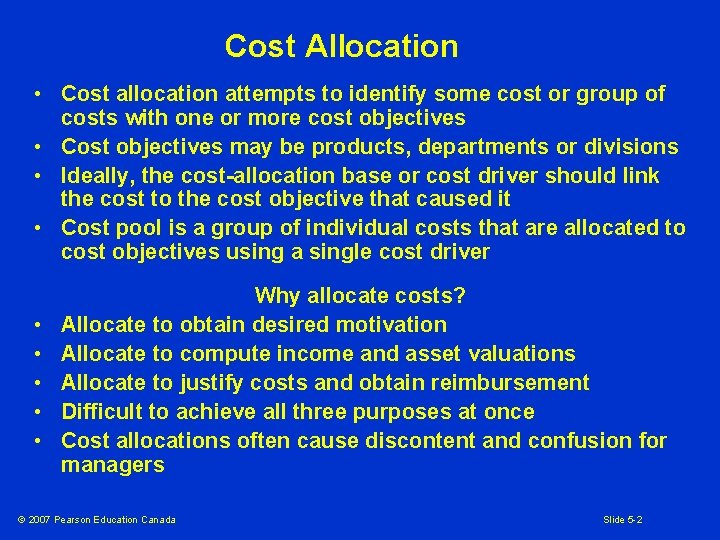 5 Cost Allocation and ActivityBased Costing Systems 2007