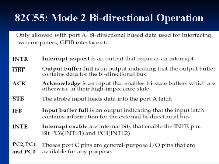 82 C 55: Mode 2 Bi-directional Operation 