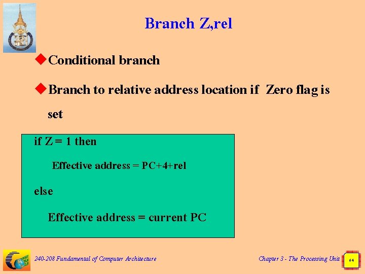 Branch Z, rel u. Conditional branch u. Branch to relative address location if set