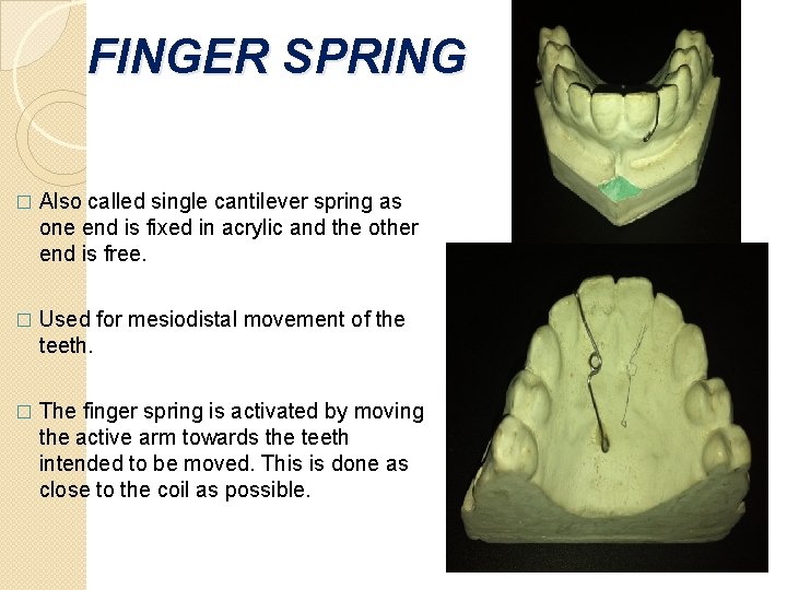 FINGER SPRING � Also called single cantilever spring as one end is fixed in