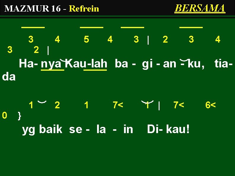 BERSAMA MAZMUR 16 - Refrein 3 3 4 5 4 3 | 2 3