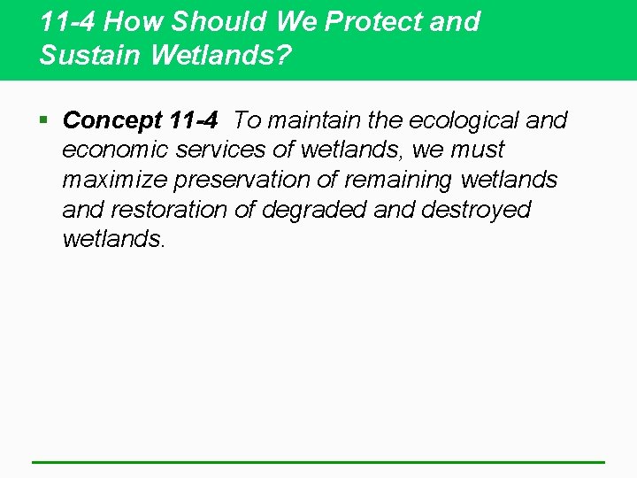 11 -4 How Should We Protect and Sustain Wetlands? § Concept 11 -4 To
