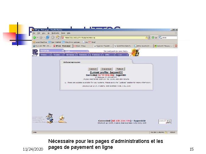 Protocole HTTPS 11/24/2020 Nécessaire pour les pages d’administrations et les pages de payement en