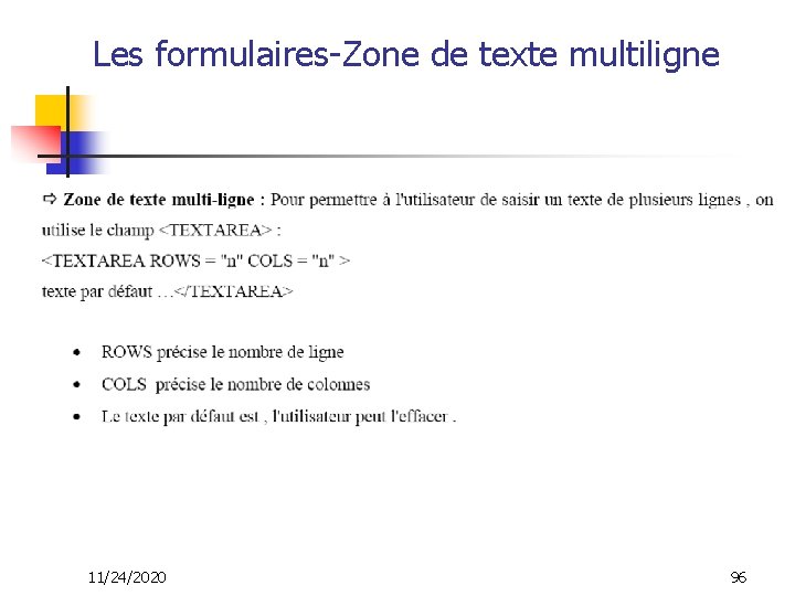 Les formulaires-Zone de texte multiligne 11/24/2020 96 