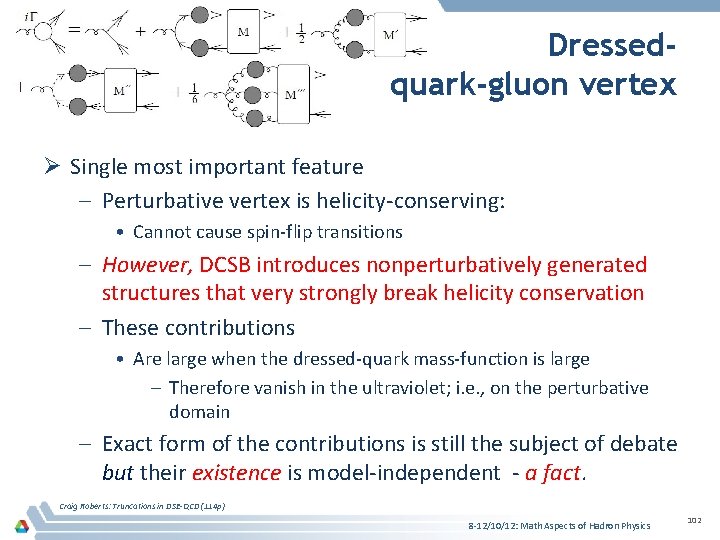 Dressedquark-gluon vertex Ø Single most important feature – Perturbative vertex is helicity-conserving: • Cannot