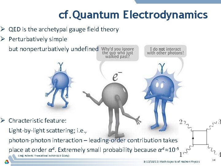 cf. Quantum Electrodynamics Ø QED is the archetypal gauge field theory Ø Perturbatively simple