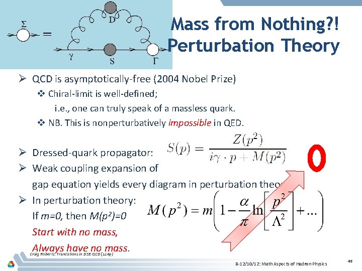 Mass from Nothing? ! Perturbation Theory Ø QCD is asymptotically-free (2004 Nobel Prize) v