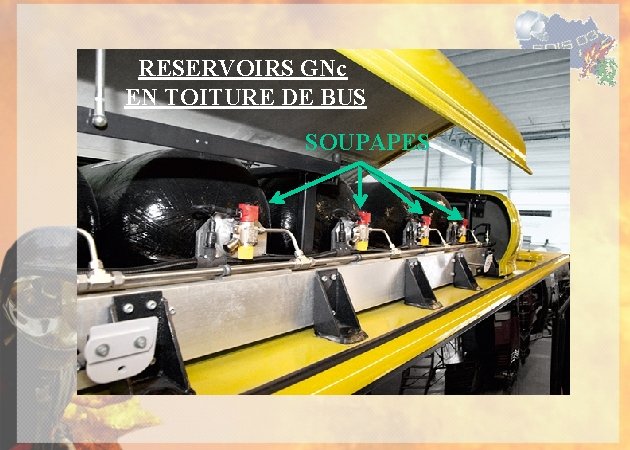 RESERVOIRS GNc EN TOITURE DE BUS SOUPAPES 