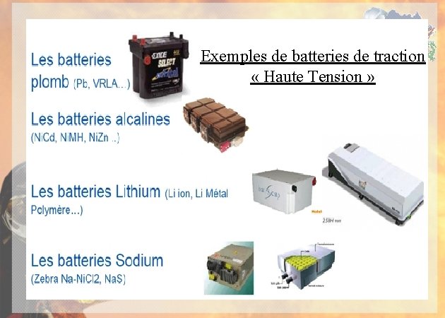 Exemples de batteries de traction « Haute Tension » 
