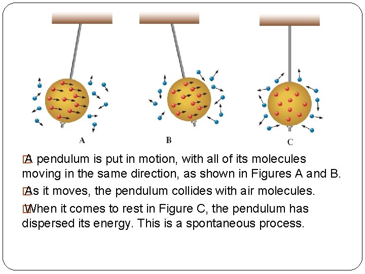 � A pendulum is put in motion, with all of its molecules moving in