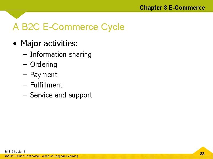 Chapter 8 E-Commerce A B 2 C E-Commerce Cycle • Major activities: – –