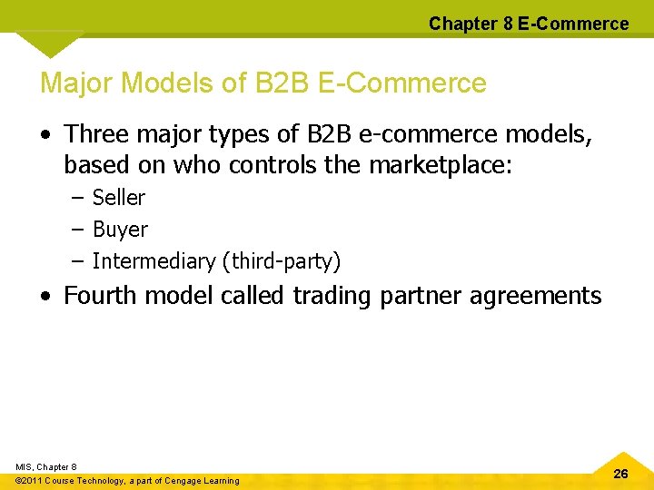 Chapter 8 E-Commerce Major Models of B 2 B E-Commerce • Three major types