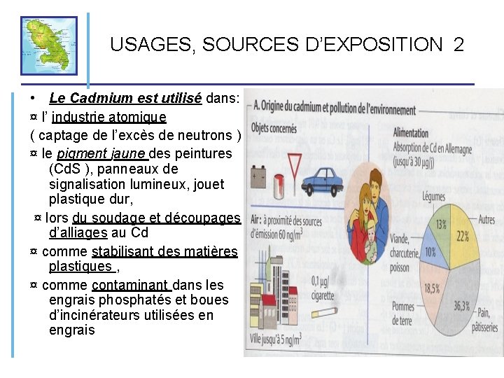 USAGES, SOURCES D’EXPOSITION 2 • Le Cadmium est utilisé dans: ¤ l’ industrie atomique