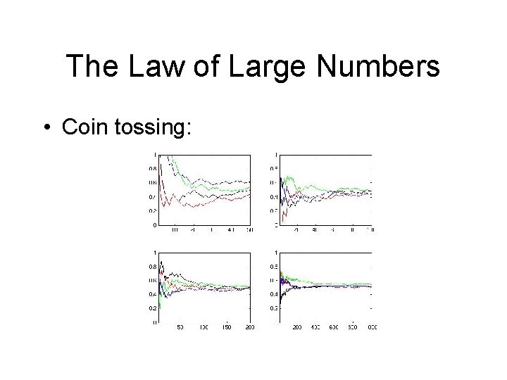 The Law of Large Numbers • Coin tossing: 