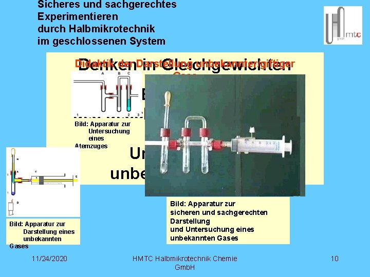 Sicheres und sachgerechtes Experimentieren durch Halbmikrotechnik im geschlossenen System Denken in Gleichgewichten Didaktik der