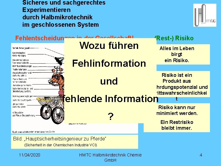 Sicheres und sachgerechtes Experimentieren durch Halbmikrotechnik im geschlossenen System Fehlentscheidungen in der Gesellschaft! (Rest-)