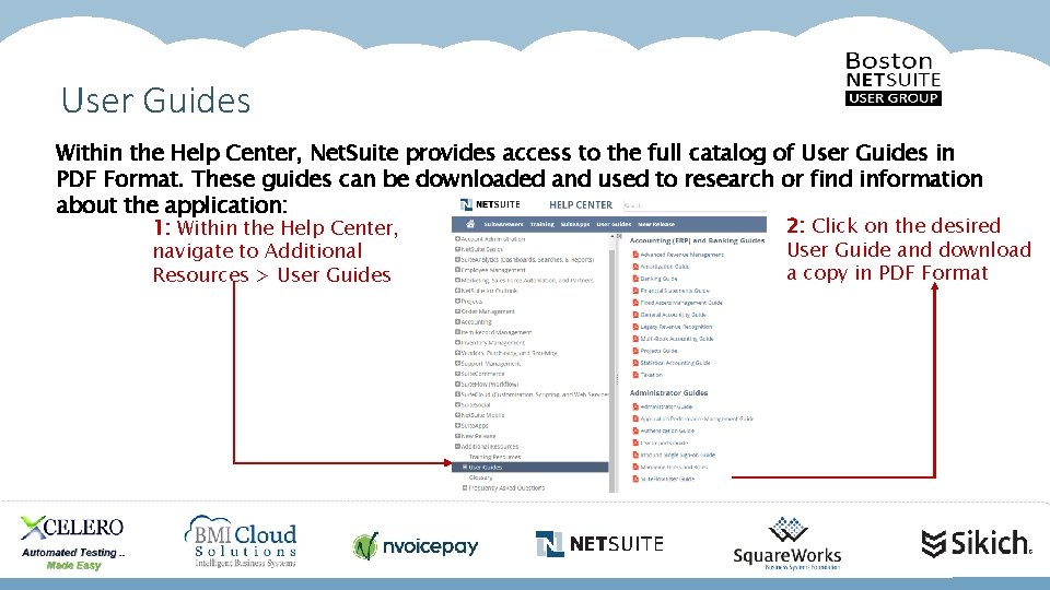 User Guides Within the Help Center, Net. Suite provides access to the full catalog