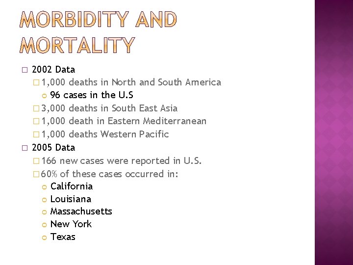 � � 2002 Data � 1, 000 deaths in North and South America 96