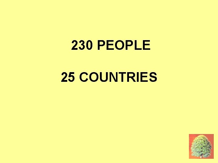 MANY PEOPLE & COUNTRIES 230 PEOPLE 25 COUNTRIES 