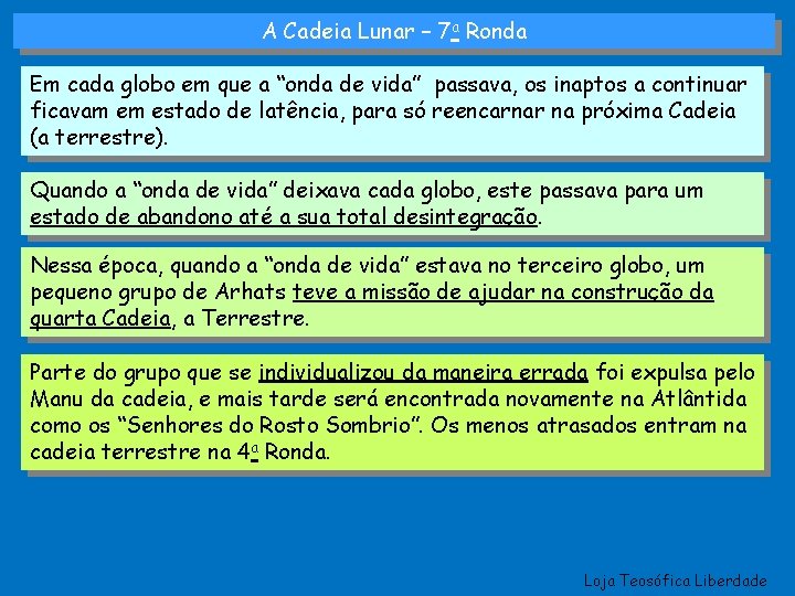 A Cadeia Lunar – 7 a Ronda Em cada globo em que a “onda