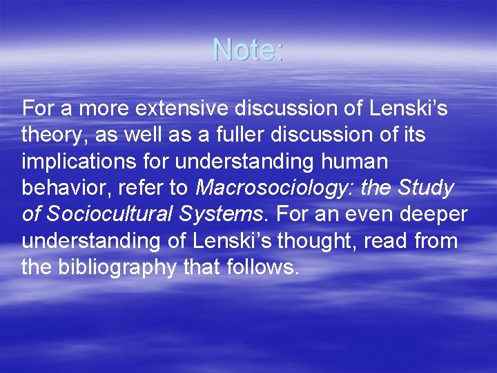 Note: For a more extensive discussion of Lenski’s theory, as well as a fuller