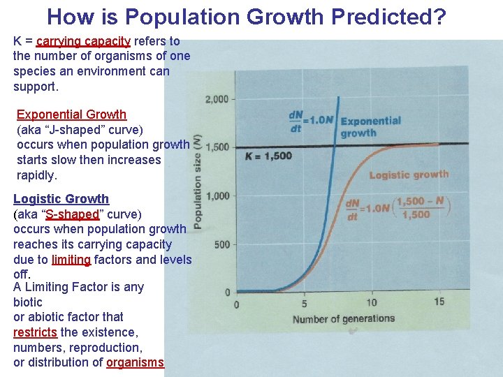 How is Population Growth Predicted? K = carrying capacity refers to the number of