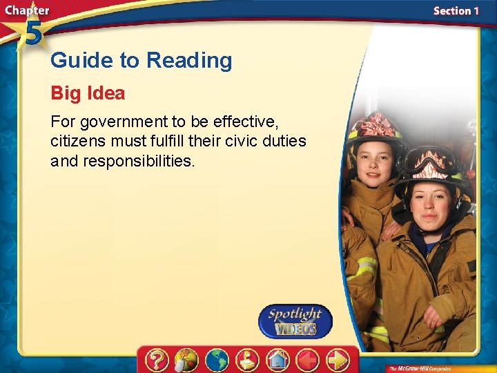 Guide to Reading Big Idea For government to be effective, citizens must fulfill their