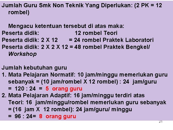 Jumlah Guru Smk Non Teknik Yang Diperlukan: (2 PK = 12 Jumlah Guru Smk