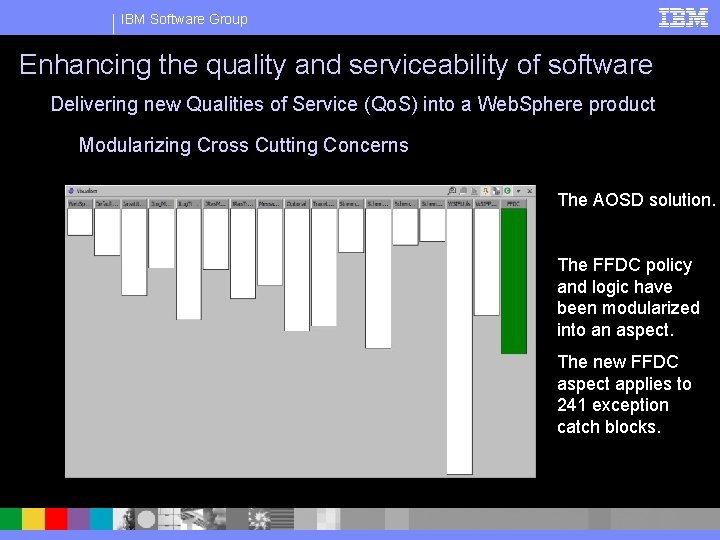IBM Software Group Enhancing the quality and serviceability of software Delivering new Qualities of