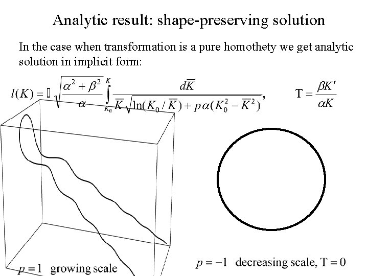 Analytic result: shape-preserving solution In the case when transformation is a pure homothety we