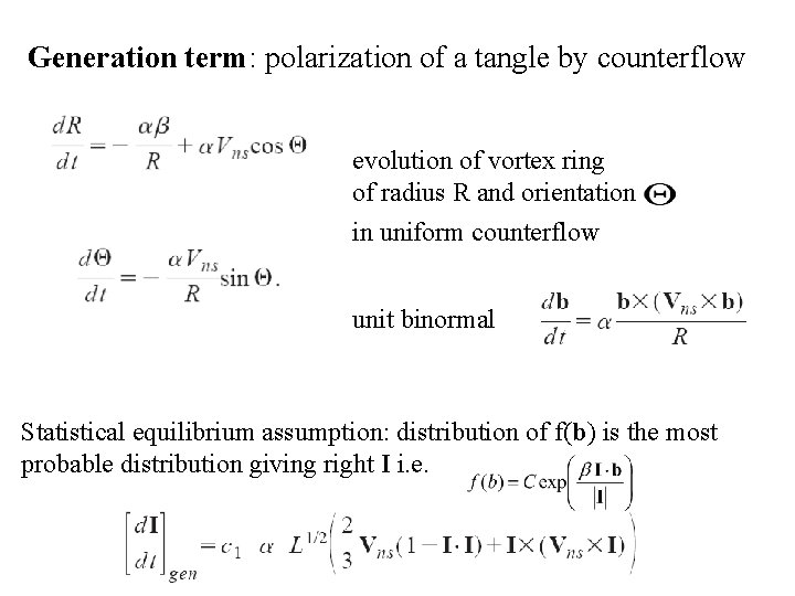 Generation term: polarization of a tangle by counterflow evolution of vortex ring of radius