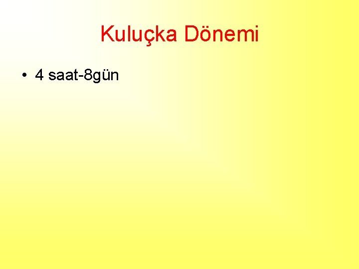 Kuluçka Dönemi • 4 saat-8 gün 