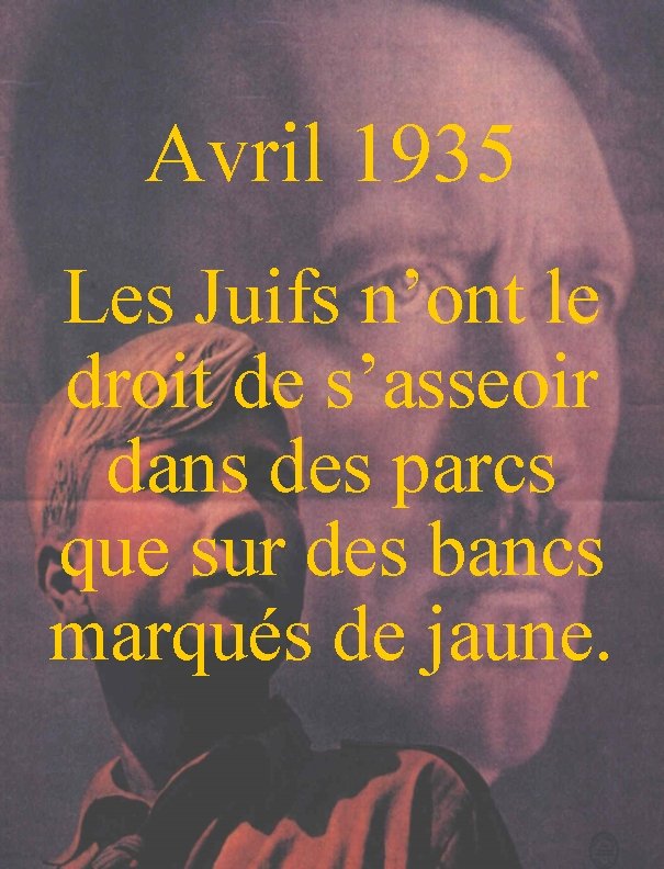 Avril 1935 Les Juifs n’ont le droit de s’asseoir dans des parcs que sur