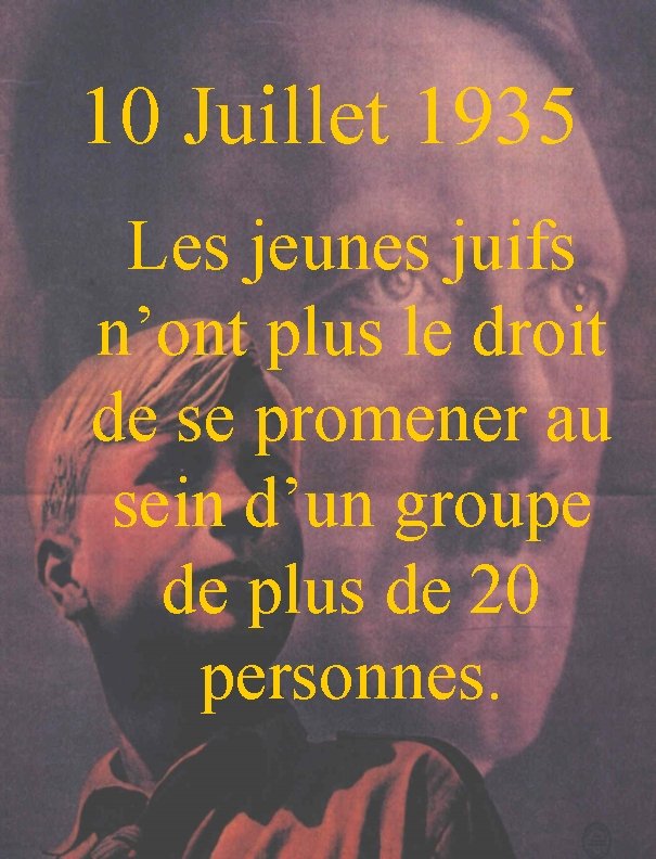 10 Juillet 1935 Les jeunes juifs n’ont plus le droit de se promener au