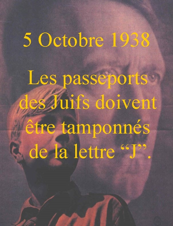 5 Octobre 1938 Les passeports des Juifs doivent être tamponnés de la lettre “J”.