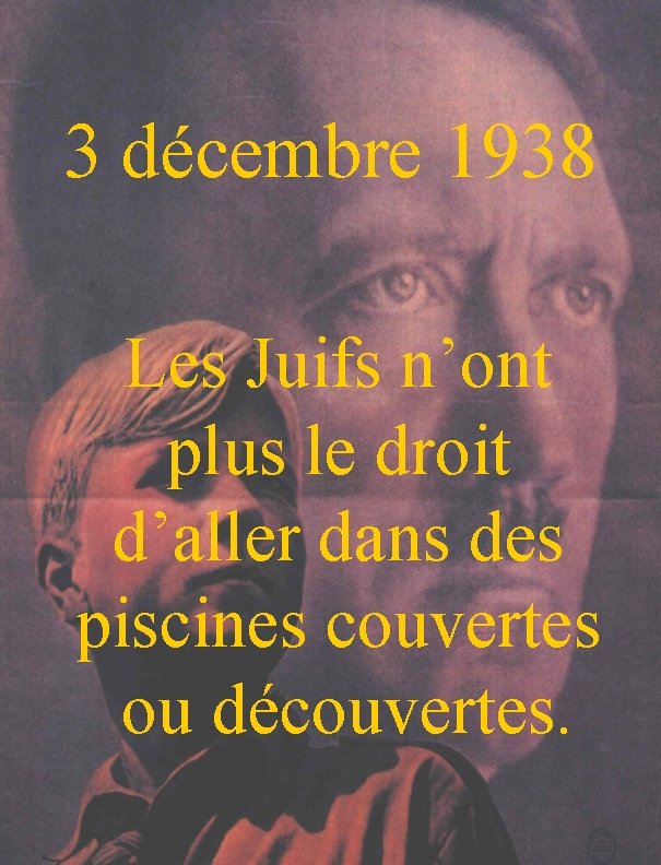 3 décembre 1938 Les Juifs n’ont plus le droit d’aller dans des piscines couvertes