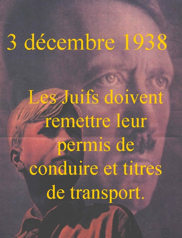 3 décembre 1938 Les Juifs doivent remettre leur permis de conduire et titres de