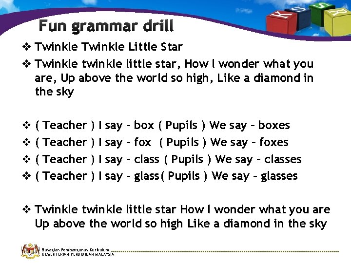 Fun grammar drill v Twinkle Little Star v Twinkle twinkle little star, How l