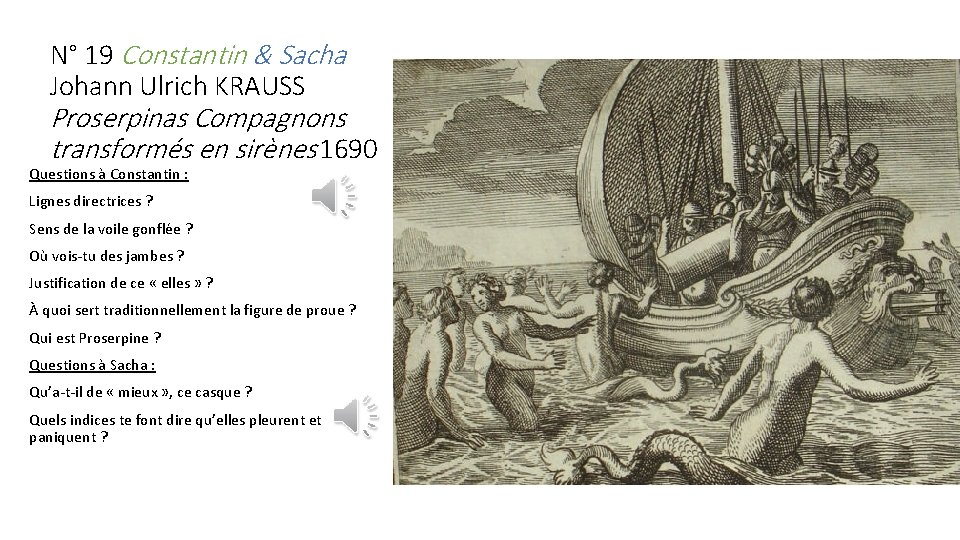 N° 19 Constantin & Sacha Johann Ulrich KRAUSS Proserpinas Compagnons transformés en sirènes 1690 N° 19 Constantin & Sacha Johann Ulrich KRAUSS Proserpinas Compagnons transformés en sirènes 1690