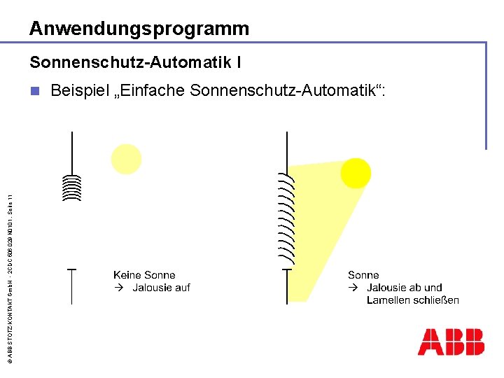 Anwendungsprogramm Sonnenschutz-Automatik I © ABB STOTZ-KONTAKT Gmb. H - 2 CDC 506 029 N