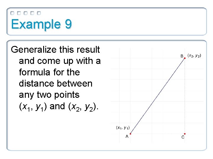 Example 9 Generalize this result and come up with a formula for the distance