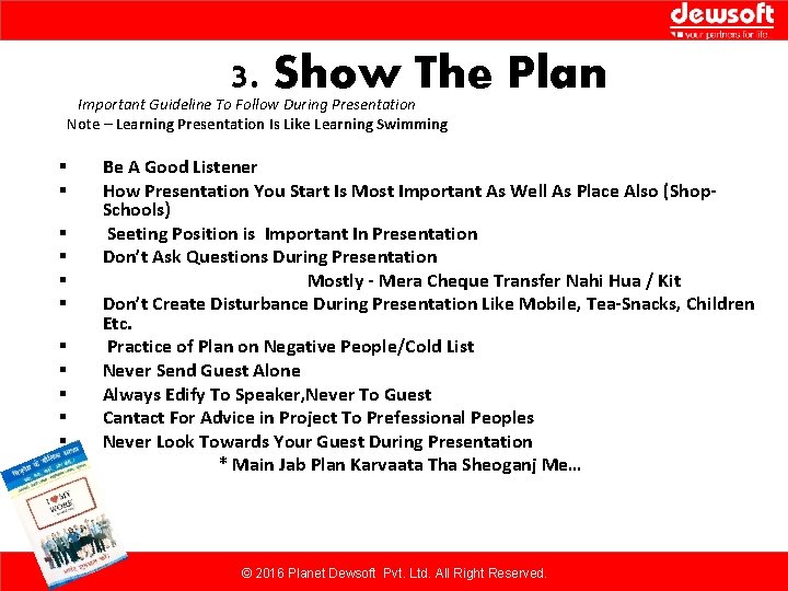 3. Show The Plan Important Guideline To Follow During Presentation Note – Learning Presentation